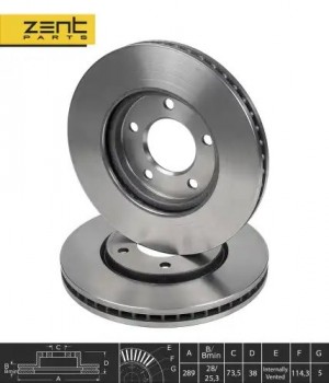 диск тормозной передний! Chrysler Voyager III 2.4-3.8/2.5CRD/2.8CRD 00> Z06156 ZENTPARTS