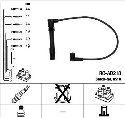 RC-AD 218 к-кт проводов!\ Audi A4/A6/A8 2.4/2.6/2.8 95> RCAD218 NGK