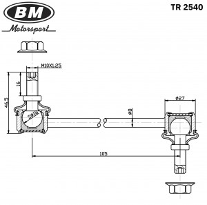 Стойка стабилизатора заднего, праваялевая, BM TR2540 TR2540 BM MOTORSPORT