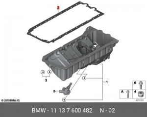 прокладка поддона двигателя!\ BMW F20 3.5i N55 all 11 13 7 600 482 BMW
