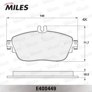 Колодки тормозные передние (Смесь Low-Metallic) MERCEDES A(W176) 12-/B(W246) 11- E400449 MILES