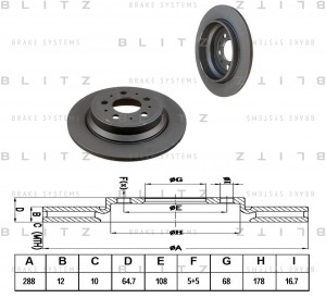 VOLVO S60 / S80 / V70 288x12x5 BS0337 BLITZ