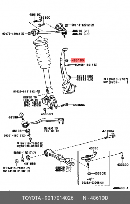 гайка рычага подвески!\Toyota Land Cruiser Prado 02-10 90170-14026 TOYOTA