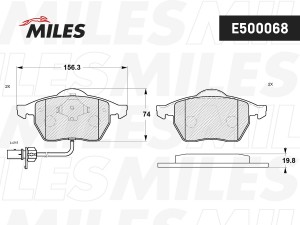 Колодки тормозные передние (Смесь CERAMIC серия PRO) AUDI A4/A6/VOLKSWAGEN PASSA E500068 MILES