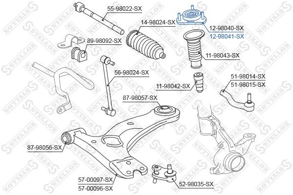 опора амортизатора переднего!\ Toyota Corolla CDE120/ZZE12# 02> 12-98041-SX STELLOX