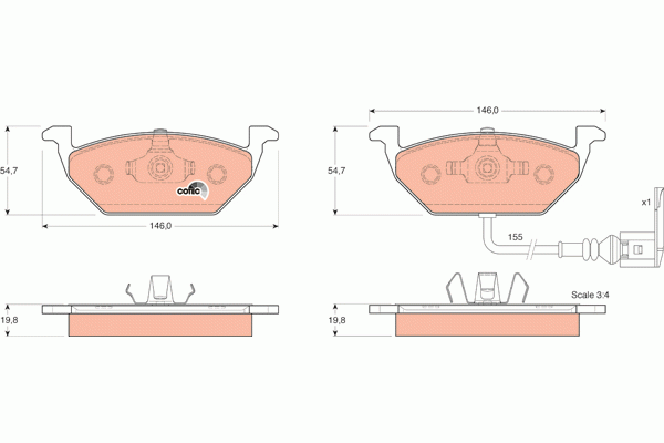Колодки передние SKODA OCTAVIA (1U_, 1Z_), VW GOLF IV-VI, JETTA III-IV GDB1386 GDB1386 TRW