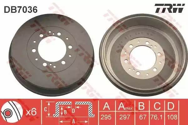 Барабан тормозной TOYOTA HILUX III DB7036 DB7036 TRW