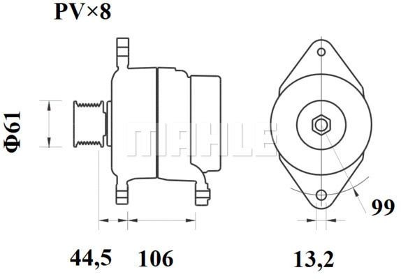 Генератор 24V/80A, FH12/FM12/B12, Magnum MG 800 MAHLE KNECHT