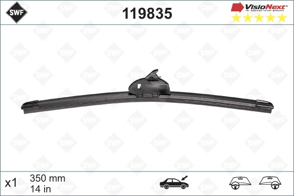 Щетка стеклоочистителя 350мм бескаркасная Visionext SWF 119835 SWF