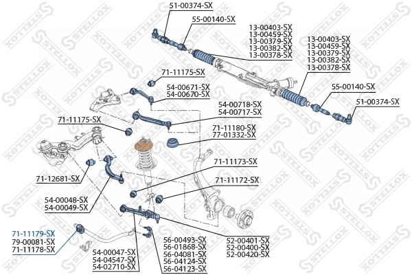 втулка стабилизатора переднего! d27\ Audi A4-A8 94> 71-11179-SX STELLOX