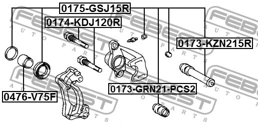 Пыльник направляющей задн суппорта TOYOTA LAND CRUISER PRADO 120 02-09 (компл-2ш 0173-GRN21-PCS2 FEBEST