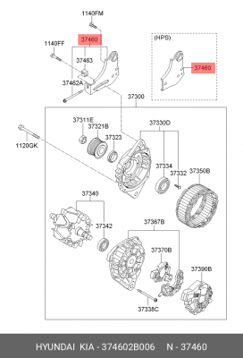 Кронштейн KIA Ceed (13-15) генератора OE 374602B006 HYUNDAI KIA