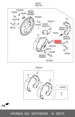 Рычаг тормоза регулировочный KIA Bongo 3 (06-) (2WD) задний правый OE 583704E000 HYUNDAI KIA