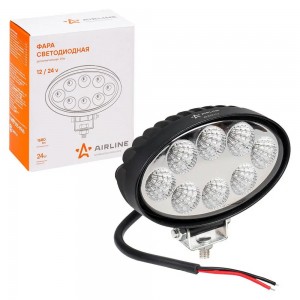 Фара светодиодная "AIRLINE" 140х86х55 мм 24W 12/24V (8 LED рассеянный свет, овал ALED013 AIRLINE