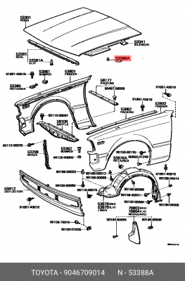 Клипса крепежная 90467-09014 90467-09014 TOYOTA