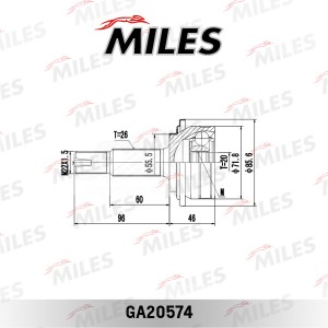ШРУС наружный TOYOTA YARIS II 1.0VVTI-1.3VVTI 05-11 (GKN 305512) GA20574 GA20574 MILES