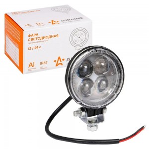 Фара светодиодная круглая, 4 LED направленный свет, 12W (83х83х51) 12/24V (ALED0 ALED003 AIRLINE