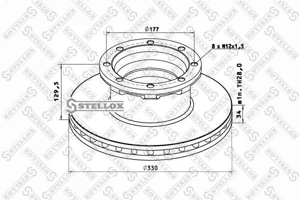 диск тормозной !330x34x130mm \MAN L2000/MB 85-00801-SX STELLOX