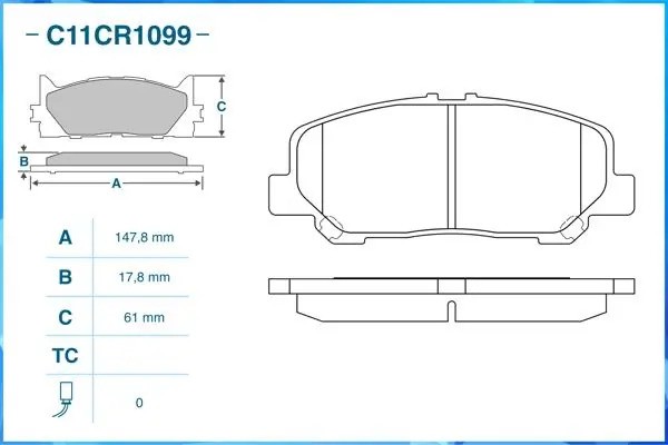 Тормозные колодки передние Low Metallic C11CR1099 C11CR1099 CWORKS