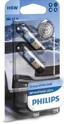 Лампа 12V H6W BAX9s блистер (2шт.) 3100K White Vision Ultra PHILIPS 12036WVUB2 PHILIPS