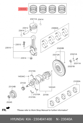 Кольца поршневые HYUNDAI HD65,72,78,County дв.D4AL d+0.00 комплект OE 2304041400 HYUNDAI KIA