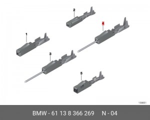 клеммы электрические! штыревой контакт MQS ELA 0.5-0.75MM SN \BMW 1' E81 61 13 8 366 269 BMW