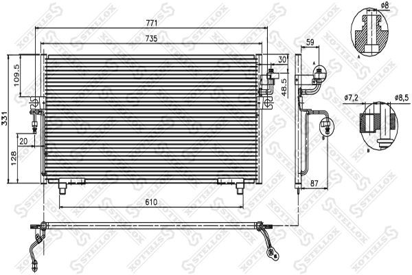 AVA DN5182=NS94299=GR925204[921102F000] !радиатор конд.\ Nissan Primera all P10/ 10-45018-SX STELLOX