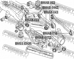 Сайлентблок задн попер тяги BMW 3 E90/E91 2004-2012 BMAB-043 BMAB-043 FEBEST