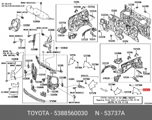 уплотнитель! фартука переднего крыла\ Toyota 53885-60030 TOYOTA