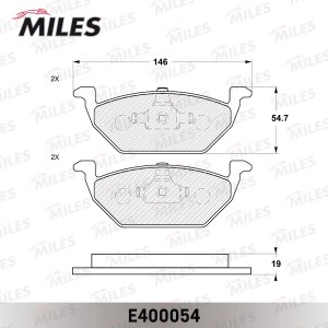 Колодки тормозные передние (Смесь Low-Metallic) AUDI A3 97/VW G4/SKODA OCTAVIA 9 E400054 MILES
