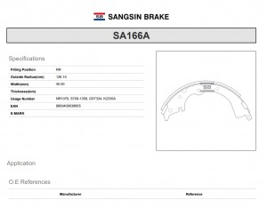 Колодки тормозные TOYOTA Estima (94-) задние барабанные (4шт.) SANGSIN SA166A SANGSIN