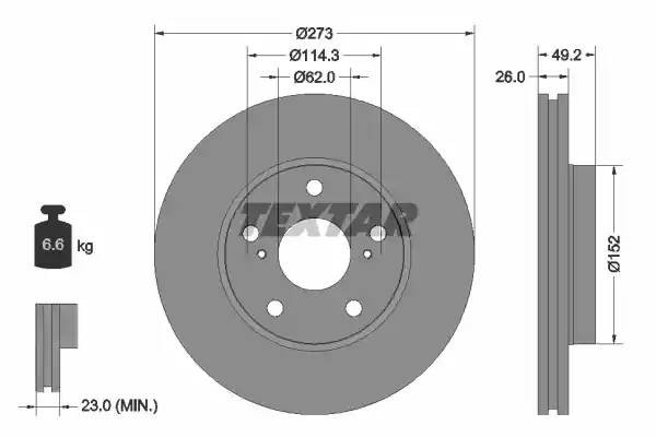 92163703 диск тормозной передний!\ Toyota Auris 1.4D-4D E15 03.07> 92163703 TEXTAR
