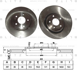 Диск тормозной передний вентилируемый MAZDA 6/CX-5 11- BS0348 BS0348 BLITZ