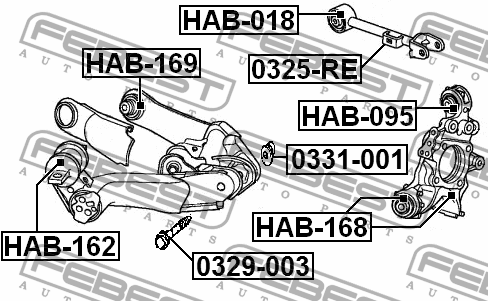 Сайлентблок задн цапфы HONDA CR-V RE3/RE4 2007-2012 HAB-168 HAB-168 FEBEST