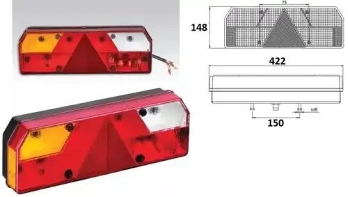 Фонарь задний SCHMITZ Europoint 1 левый (с кабелем,красно-белый) MARS TECH M511414 MARS