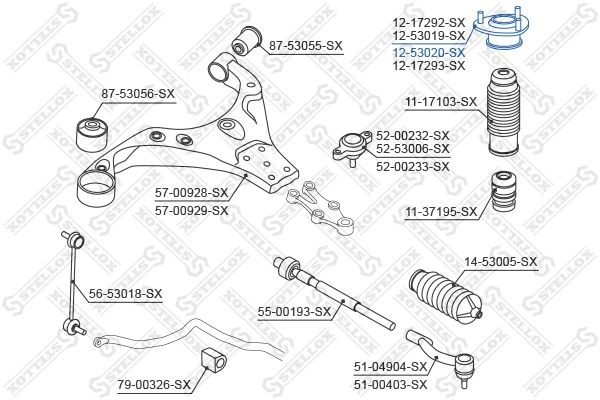 опора амортизатора заднего правого!\ KIA Sportage aII 04> 12-53020-SX STELLOX