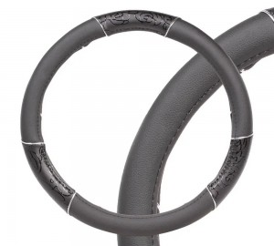 Оплетка на руль, искусственная кожа, женская модель, черная/принт, 38 см / M (AW AWC-CM-06M AIRLINE