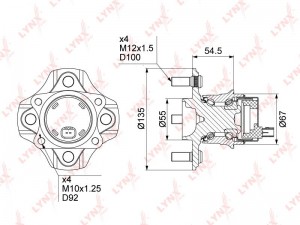 Ступица задняя в сборе с ABS WH-1204 LYNXAUTO