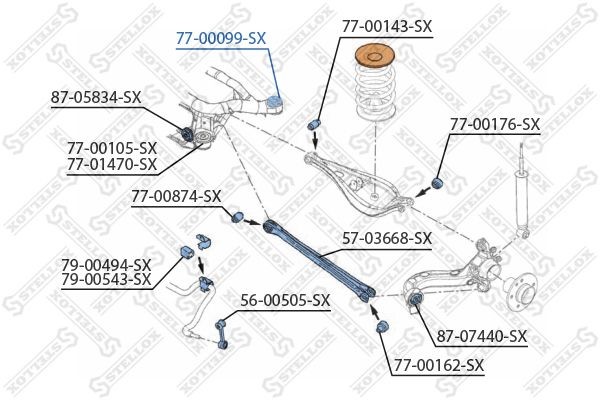 сайлентблок зад. балки зад.\ BMW E46/Z4 all 98 7700099SX 77-00099-SX STELLOX