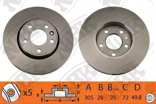 Диск тормозной INFINITI EX37 (08-13) передний (1шт.) NIBK RN1427 NIBK