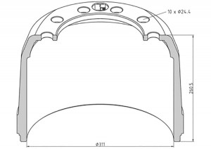 барабан торм. !311x190/207 H=260.5 d=183/225 n10x24.5 \ROR 26656400A PETERS ENNEPETAL