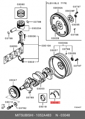 Подшипники коленвала упорные,к-т MITSUBISHI 1052A483 1052A483 MITSUBISHI