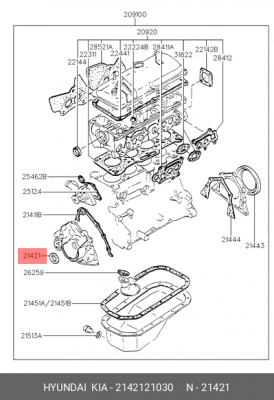 Сальник коленвала HYUNDAI Getz,i10 KIA Picanto передний (30х46х7) OE 2142121030 HYUNDAI KIA