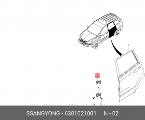 Петля SSANGYONG Actyon (06-),Kyron (05-),Actyon Sports (06-/12-) двери задней ле 6381021001 SSANG YONG