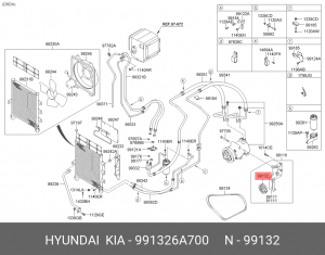 Ролик натяжной HYUNDAI HD120 ремня компрессора OE 991326A700 HYUNDAI KIA