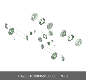 Колодки тормозные УАЗ-3160,Хантер,Патриот передние (4шт.) (ОАО УАЗ) 316300350108800 UAZ UAZ