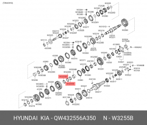 Подшипник КПП HYUNDAI HD120 (KH10) вала вторичного игольчатый OE QW432556A350 HYUNDAI KIA