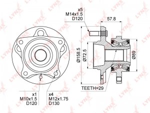 ступица колеса передняя!\ Land Rover Discovery/Range Rover Sport 2.7-3.6D/4.0-4. WH-1320 LYNXAUTO