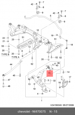 сайлентблок перед.рычага зад.прав.!\ Chevrolet Epica 2.0 06.06> 96970075 GENERAL MOTORS