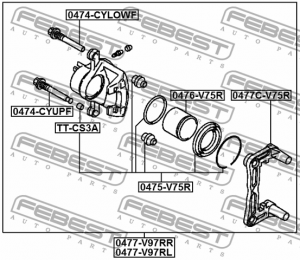Поршень суппорта задний MITSUBISHI PAJERO III/MONTERO V65W/V75W 2000-2006 0476-V 0476-V75R FEBEST